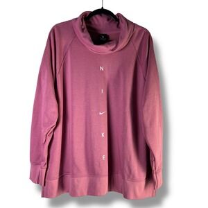 Nike Womens Sz XL Pink Funnel Neck Sweatshirt Pullover Gym Oversized CU5659-614